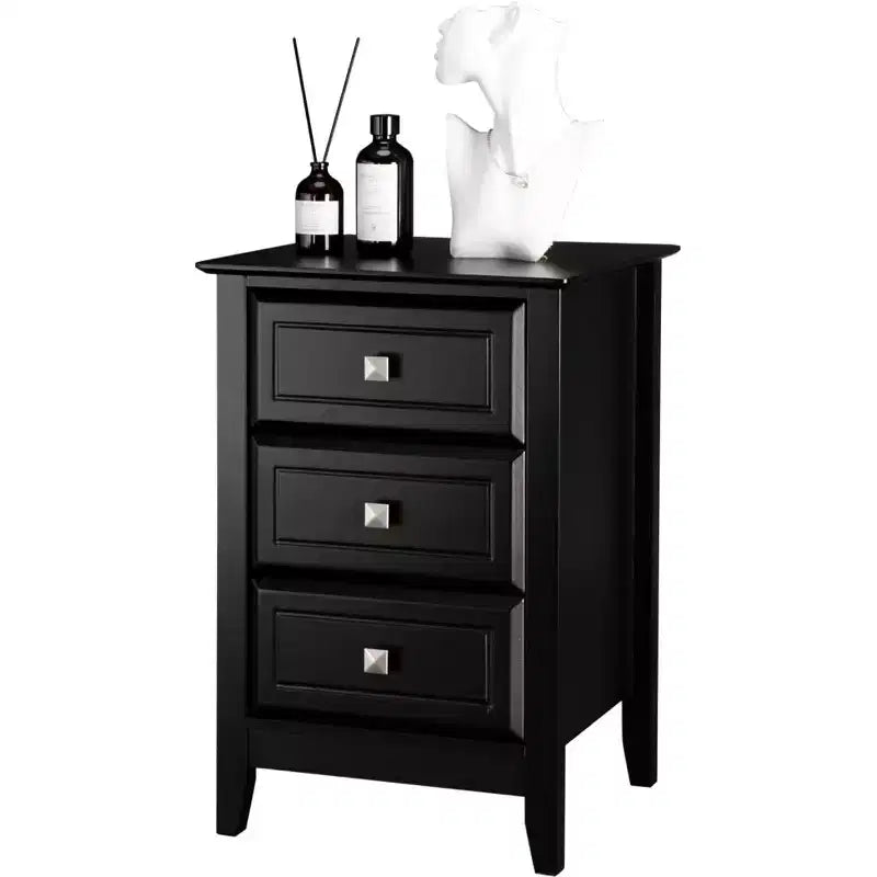 Bonnlo Upgraded Black Nightstand with Drawers, Night Stands for Bedrooms, Modern Bed Side Table