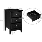 Bonnlo Table de chevet noire améliorée avec tiroirs, Tables de chevet pour chambres à coucher, Table de chevet moderne