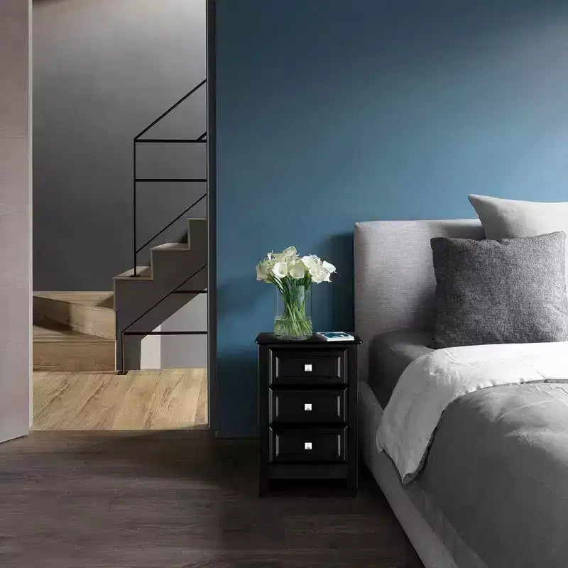 Bonnlo Table de chevet noire améliorée avec tiroirs, Tables de chevet pour chambres à coucher, Table de chevet moderne