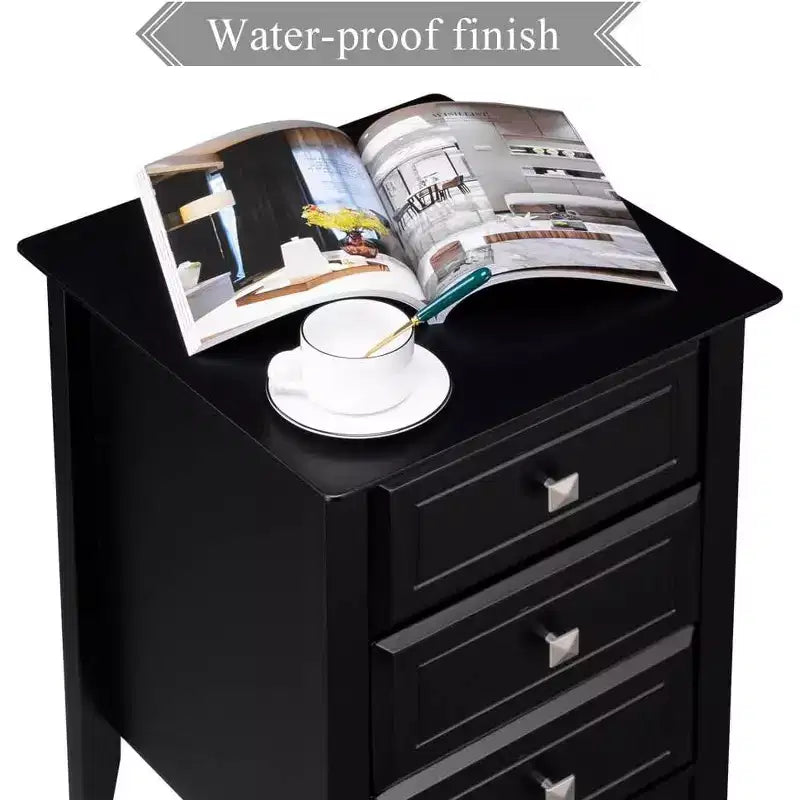 Bonnlo Table de chevet noire améliorée avec tiroirs, Tables de chevet pour chambres à coucher, Table de chevet moderne