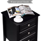Bonnlo Table de chevet noire améliorée avec tiroirs, Tables de chevet pour chambres à coucher, Table de chevet moderne