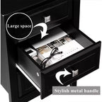 Bonnlo Table de chevet noire améliorée avec tiroirs, Tables de chevet pour chambres à coucher, Table de chevet moderne