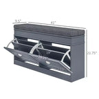 Banc à chaussures moderne, banc d'entrée avec coussin, 2 tiroirs, banc ottoman de rangement, peut contenir 8 paires de chaussures