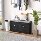 Banc à chaussures moderne, banc d'entrée avec coussin, 2 tiroirs, banc ottoman de rangement, peut contenir 8 paires de chaussures