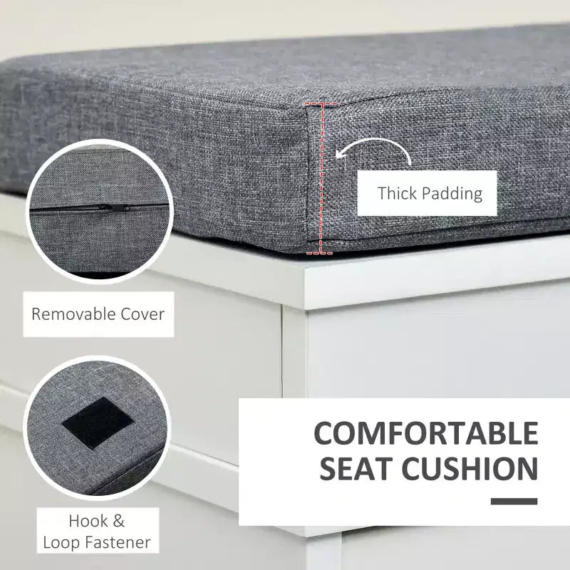Banc à chaussures moderne, banc d'entrée avec coussin, 2 tiroirs, banc ottoman de rangement, peut contenir 8 paires de chaussures