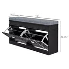 Banc à chaussures moderne, banc d'entrée avec coussin, 2 tiroirs, banc ottoman de rangement, peut contenir 8 paires de chaussures