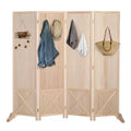 VINGLI 4 Panel Freestanding Pegboard with Feet, 5 FT Wood Room Divider Display Board, Partition Space Separator for Craft Shows Retail (Natural)