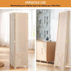 VINGLI Séparateur de pièce autoportant 4 panneaux en bois avec pieds, tableau perforé de 1,5 m, cloison pour salons d'artisanat et vente au détail (Naturel)