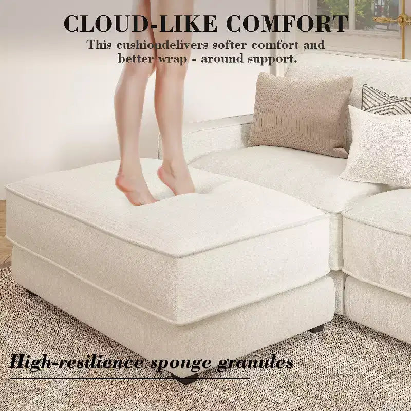 Dyonery 119 Canapé d'angle modulable convertible, en tissu CHENILLE avec assise profonde, assemblage sans outils