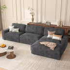 Dyonery 119 Canapé d'angle modulable convertible, en tissu CHENILLE avec assise profonde, assemblage sans outils