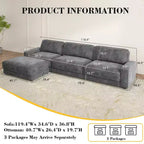Dyonery 119 Canapé d'angle modulable convertible, en tissu CHENILLE avec assise profonde, assemblage sans outils