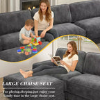 Dyonery 119 Canapé d'angle modulable convertible, en tissu CHENILLE avec assise profonde, assemblage sans outils