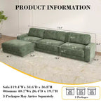 Dyonery 119 Canapé d'angle modulable convertible, en tissu CHENILLE avec assise profonde, assemblage sans outils