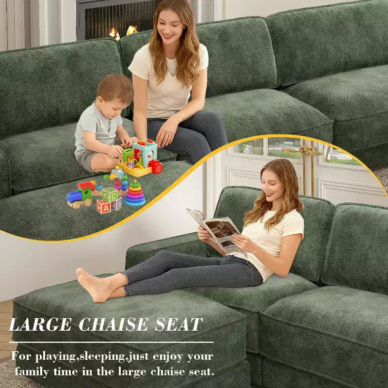 Dyonery 119 Canapé d'angle modulable convertible, en tissu CHENILLE avec assise profonde, assemblage sans outils