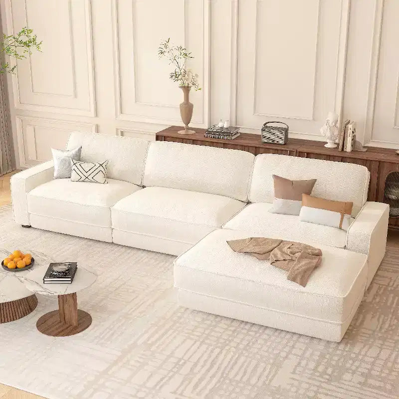 Dyonery 119 Canapé d'angle modulable convertible, en tissu CHENILLE avec assise profonde, assemblage sans outils