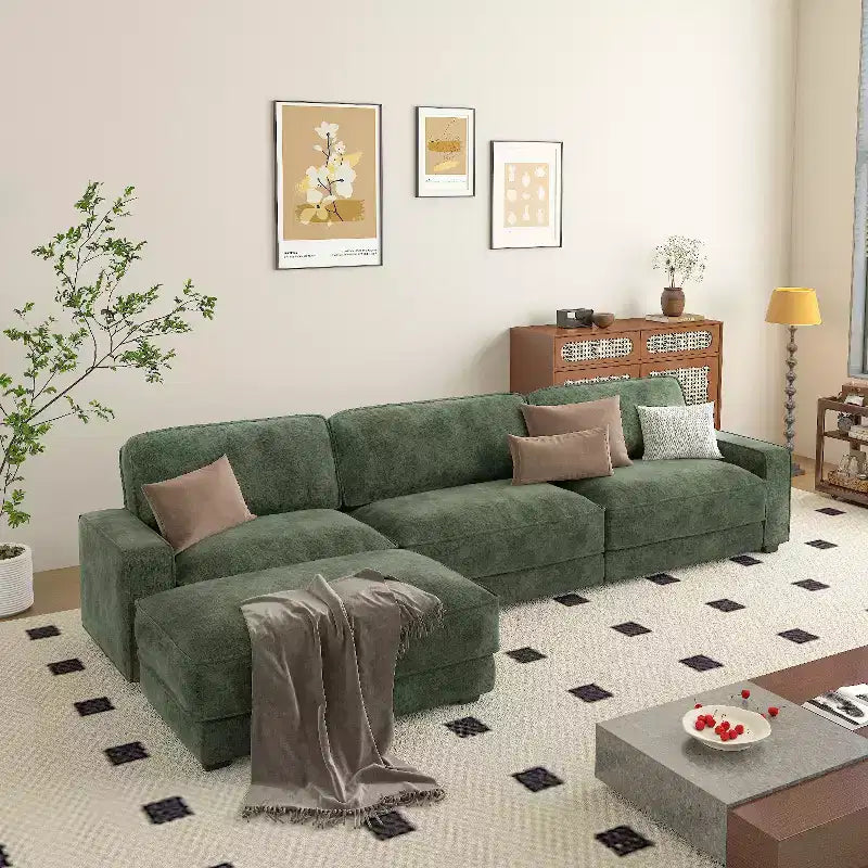 Dyonery 119 Canapé d'angle modulable convertible, en tissu CHENILLE avec assise profonde, assemblage sans outils