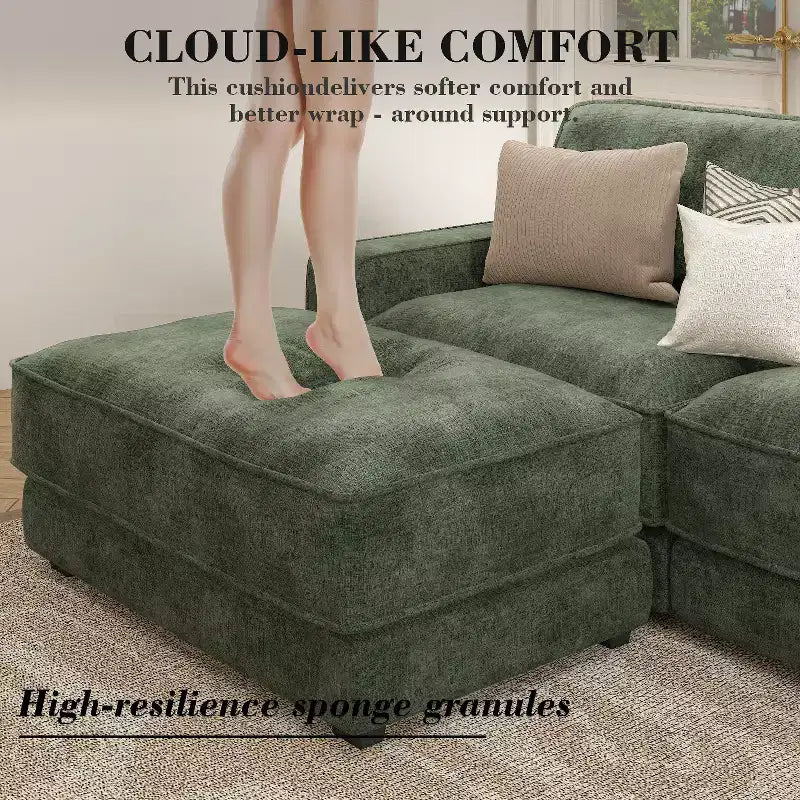 Dyonery 119 Canapé d'angle modulable convertible, en tissu CHENILLE avec assise profonde, assemblage sans outils