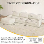 Dyonery 119 Canapé d'angle modulable convertible, en tissu CHENILLE avec assise profonde, assemblage sans outils