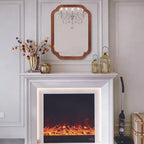 Miroir Décoratif Mural PexFix 24 x 36 à Coins Arrondis avec Cadre en Bois Massif, Style Ferme Moderne, Pour Chambre, Salle de Bain, Salon, Entrée, Marron