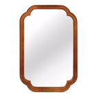Miroir Décoratif Mural PexFix 24 x 36 à Coins Arrondis avec Cadre en Bois Massif, Style Ferme Moderne, Pour Chambre, Salle de Bain, Salon, Entrée, Marron