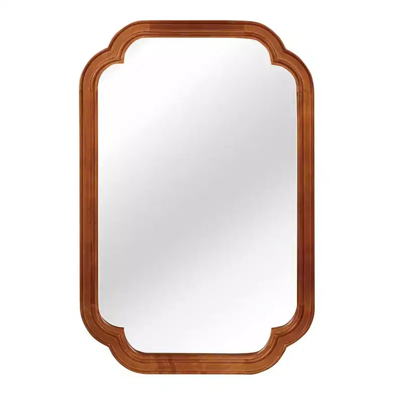 Miroir Décoratif Mural PexFix 24 x 36 à Coins Arrondis avec Cadre en Bois Massif, Style Ferme Moderne, Pour Chambre, Salle de Bain, Salon, Entrée, Marron