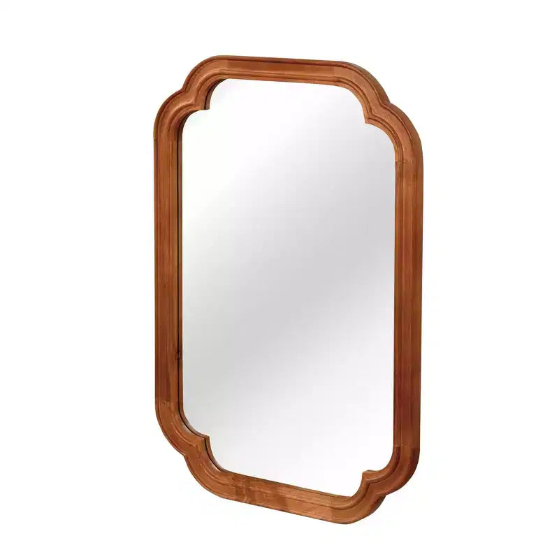 Miroir Décoratif Mural PexFix 24 x 36 à Coins Arrondis avec Cadre en Bois Massif, Style Ferme Moderne, Pour Chambre, Salle de Bain, Salon, Entrée, Marron