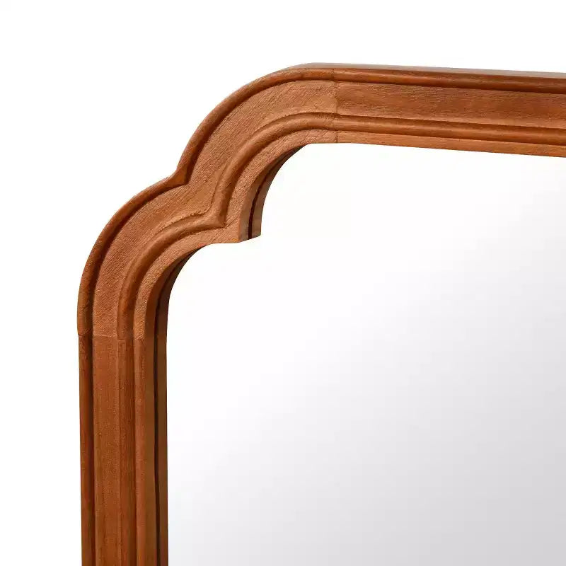 Miroir Décoratif Mural PexFix 24 x 36 à Coins Arrondis avec Cadre en Bois Massif, Style Ferme Moderne, Pour Chambre, Salle de Bain, Salon, Entrée, Marron