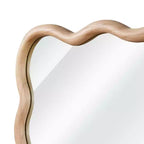 PexFix Miroir décoratif mural rectangulaire ondulé 24 x 36 avec cadre en bois massif style ferme moderne pour chambre, salle de bain, salon, entrée, bois naturel