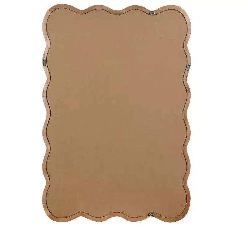 PexFix Miroir décoratif mural rectangulaire ondulé 24 x 36 avec cadre en bois massif style ferme moderne pour chambre, salle de bain, salon, entrée, bois naturel