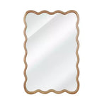 PexFix Miroir décoratif mural rectangulaire ondulé 24 x 36 avec cadre en bois massif style ferme moderne pour chambre, salle de bain, salon, entrée, bois naturel