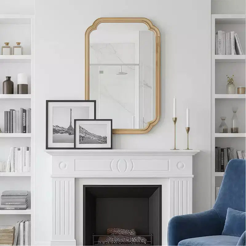 PexFix 20 x 30 Miroir décoratif à cadre en bois massif à coins arrondis Miroir mural de style ferme moderne pour chambre, salle de bain, salon, entrée, naturel