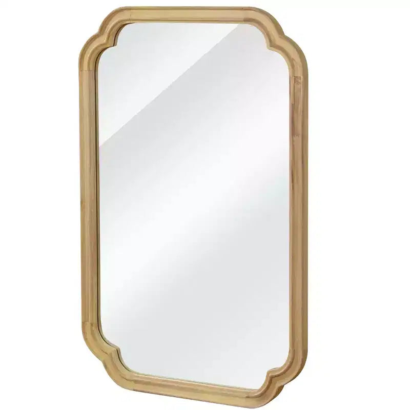 PexFix 20 x 30 Miroir décoratif à cadre en bois massif à coins arrondis Miroir mural de style ferme moderne pour chambre, salle de bain, salon, entrée, naturel