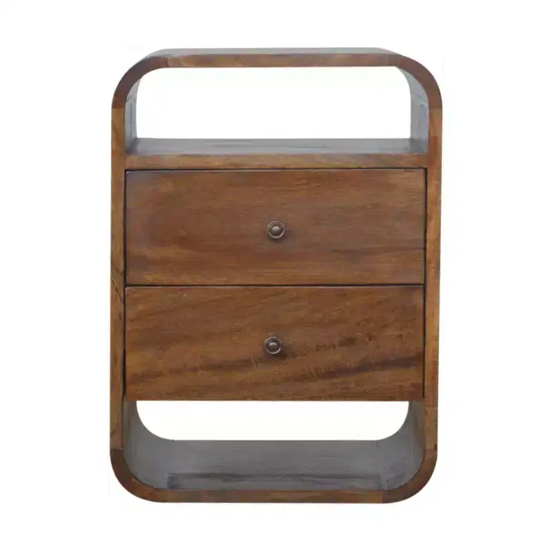 HomeRoots 22 Chestnut Solid Wood Two Drawer Nightstand