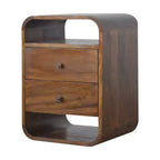 HomeRoots Table de chevet à deux tiroirs en bois massif de châtaignier 22