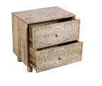 Table de chevet HomeRoots 24 tiroirs en bois massif sculpté floral vieilli