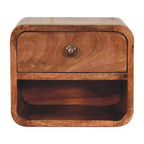 HomeRoots 12 Brown Solid Wood Square One Drawer Floating Nightstand