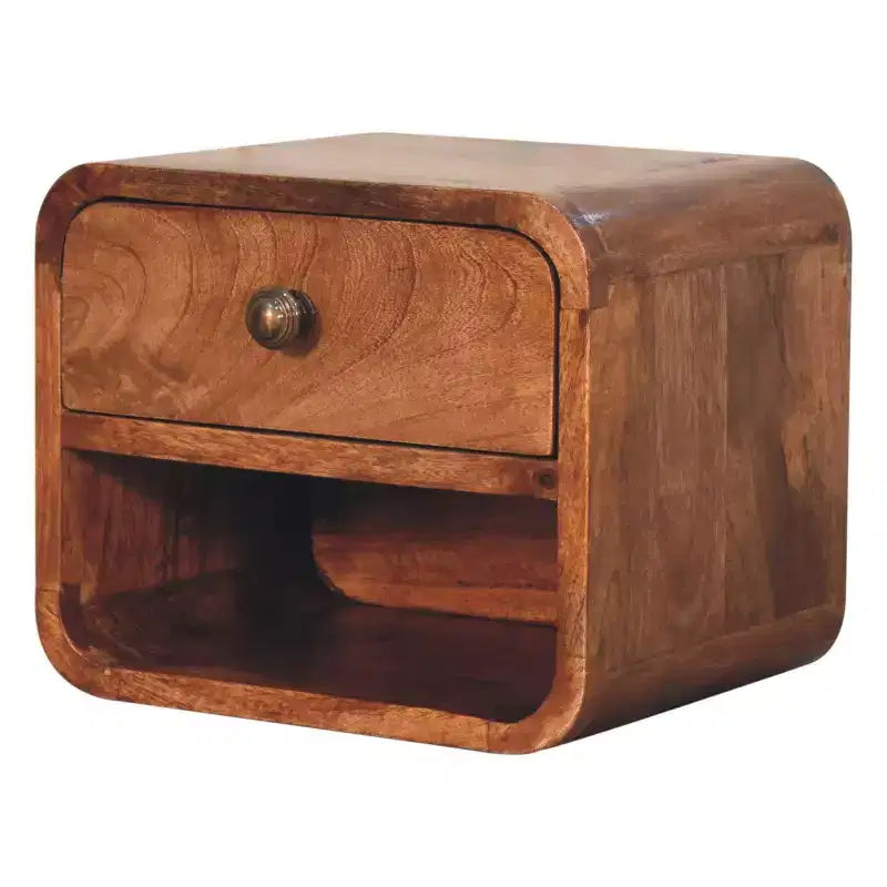 HomeRoots 12 Table de chevet flottante carrée à un tiroir en bois massif marron