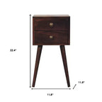 HomeRoots Table de chevet carrée à deux tiroirs en bois massif de Noyer 22