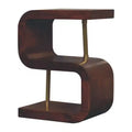 HomeRoots 24 Chestnut And Gold Solid Wood Curved Nightstand