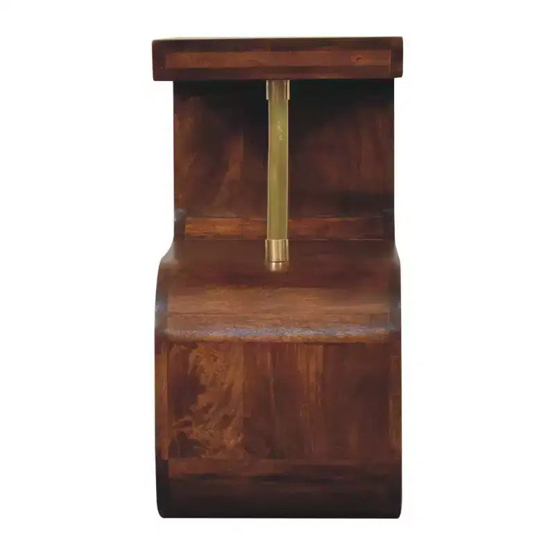 Table de chevet incurvée HomeRoots 24 en bois massif, châtaignier et or