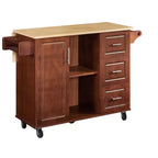 Îlot de cuisine Okak avec table rabattable, chariot de cuisine avec 3 tiroirs et 1 étagère, îlot de cuisine sur roulettes peu encombrant pour salle à manger