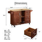 Îlot de cuisine Okak avec table rabattable, chariot de cuisine avec 3 tiroirs et 1 étagère, îlot de cuisine sur roulettes peu encombrant pour salle à manger