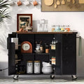 Okak Farmhouse Kitchen Island with Power Outlet, Kitchen Island On Wheels with Internal Storage Rack, Drop Leaf and Spice Rack for Dining Room