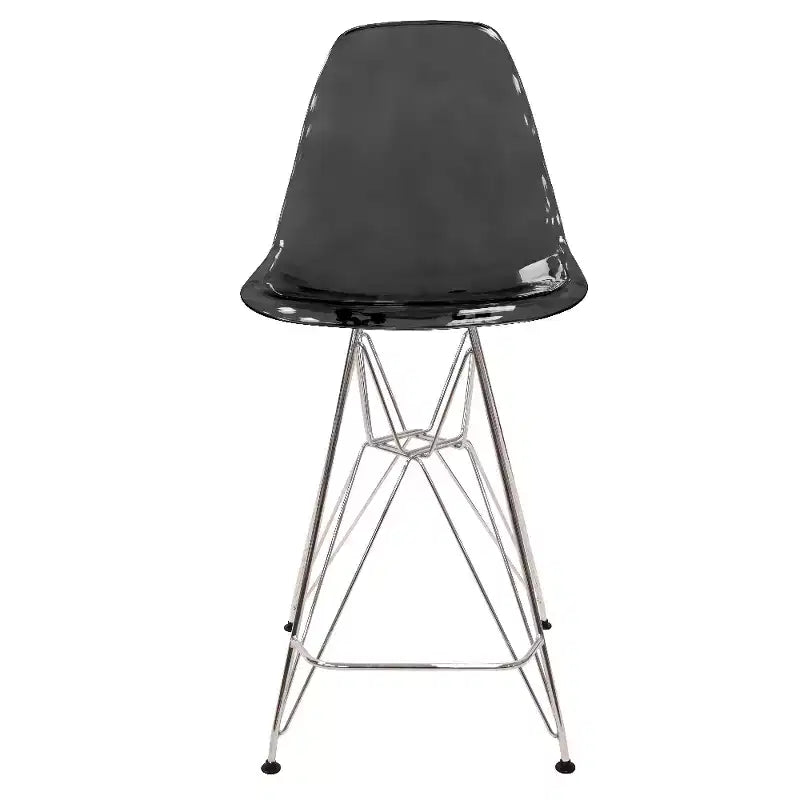 Tabouret de bar moderne Cresco LeisureMod en acrylique, cadre et repose-pieds en acier léger, tabouret de comptoir pour îlot de cuisine, bar ou salle à manger, lot de 2