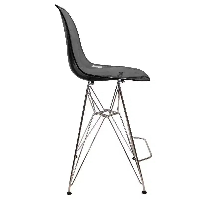Tabouret de bar moderne Cresco LeisureMod en acrylique, cadre et repose-pieds en acier léger, tabouret de comptoir pour îlot de cuisine, bar ou salle à manger, lot de 2