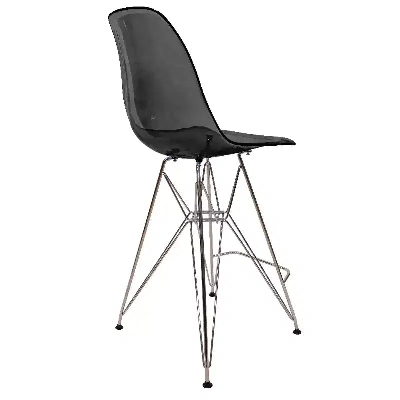 Tabouret de bar moderne Cresco LeisureMod en acrylique, cadre et repose-pieds en acier léger, tabouret de comptoir pour îlot de cuisine, bar ou salle à manger, lot de 2