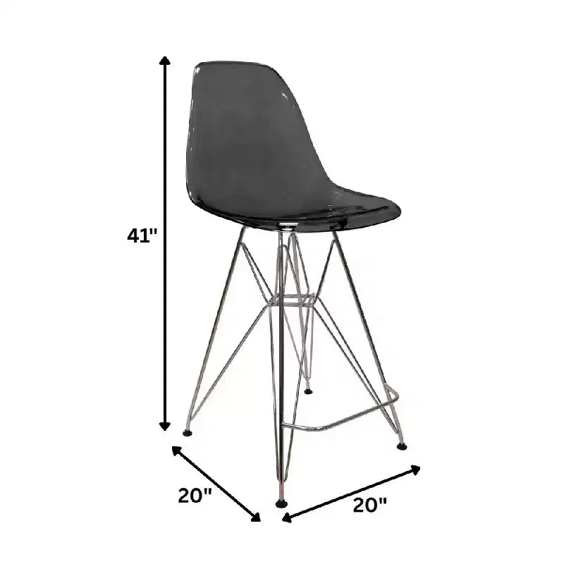 Tabouret de bar moderne Cresco LeisureMod en acrylique, cadre et repose-pieds en acier léger, tabouret de comptoir pour îlot de cuisine, bar ou salle à manger, lot de 2