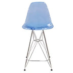 Tabouret de bar moderne Cresco LeisureMod en acrylique, cadre et repose-pieds en acier léger, tabouret de comptoir pour îlot de cuisine, bar ou salle à manger, lot de 2