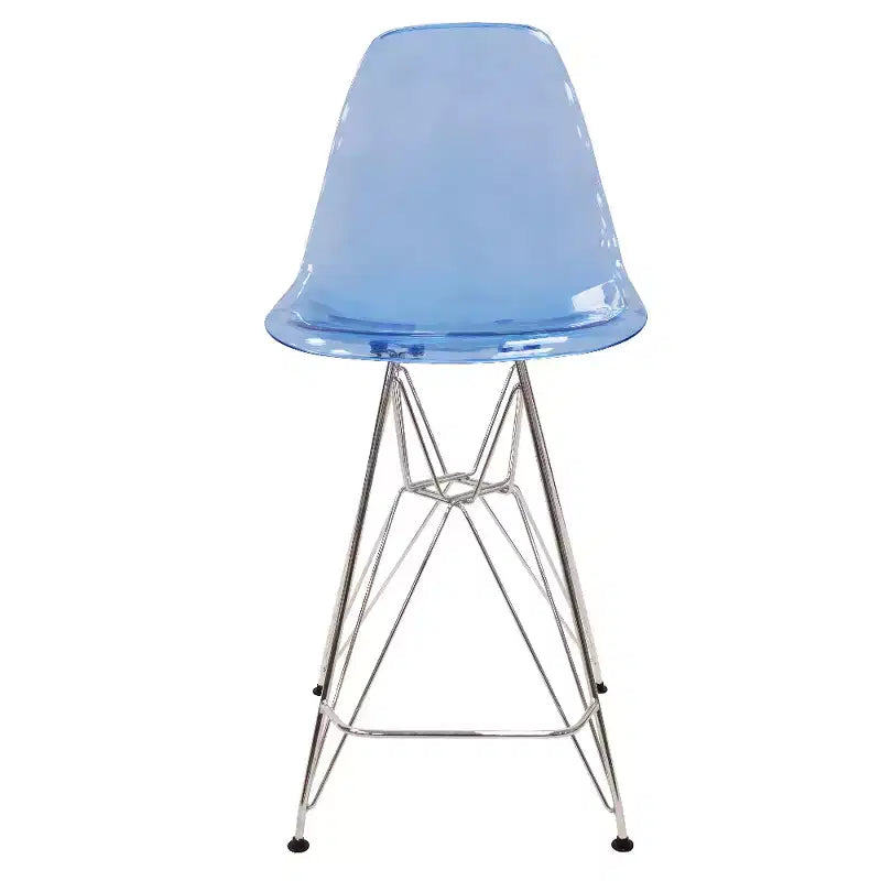 Tabouret de bar moderne Cresco LeisureMod en acrylique, cadre et repose-pieds en acier léger, tabouret de comptoir pour îlot de cuisine, bar ou salle à manger, lot de 2