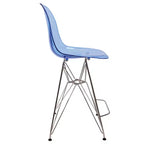 Tabouret de bar moderne Cresco LeisureMod en acrylique, cadre et repose-pieds en acier léger, tabouret de comptoir pour îlot de cuisine, bar ou salle à manger, lot de 2